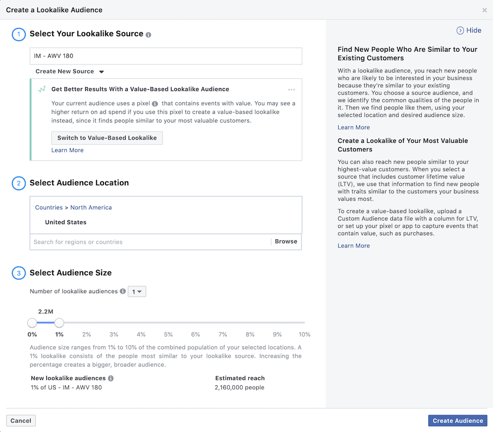 Concours Facebook Audience similaire