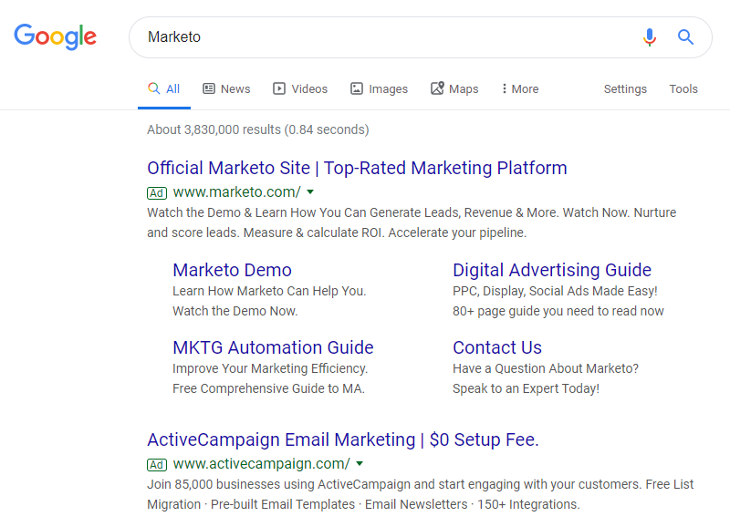 منافس يستهدف مثال Marketo