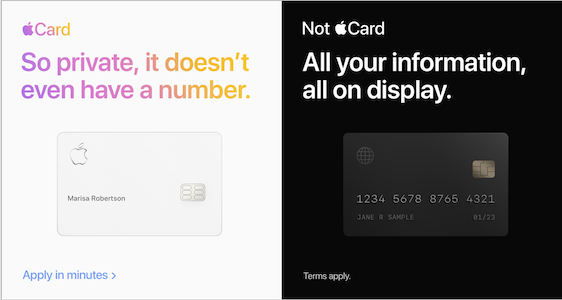 إعلان معروض لخصوصية Apple Card