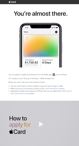 صفحة الاشتراك في بطاقة Apple Card بدون رسوم