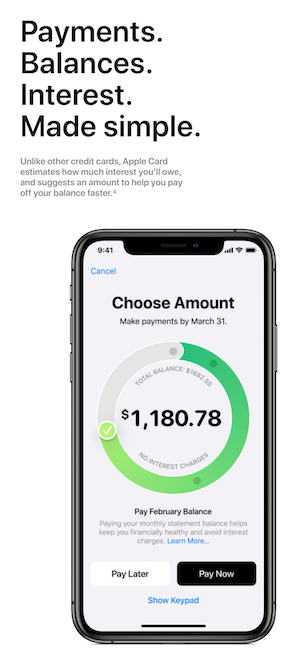 Apple Card لا توجد تقديرات لدفع الرسوم