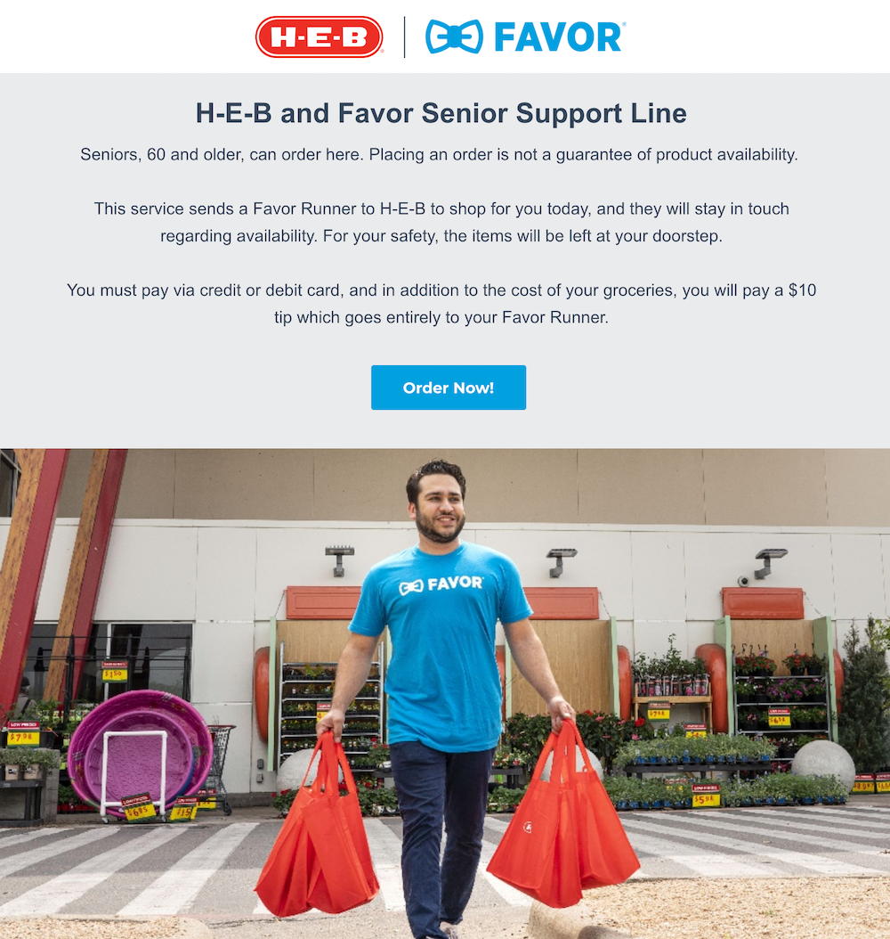หน้า Landing Page การจัดส่งอาหารที่จำเป็นของ Favour Delivery