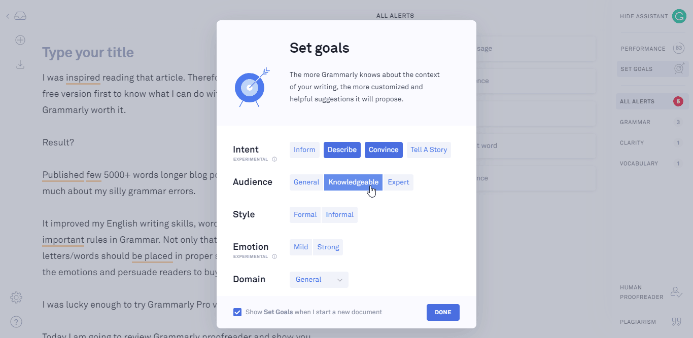 set goals grammarly