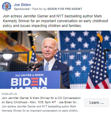 Facebook konten bersponsor Biden