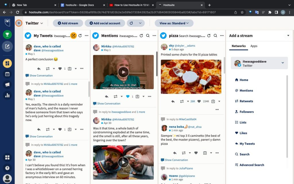 Painel do Hootsuite