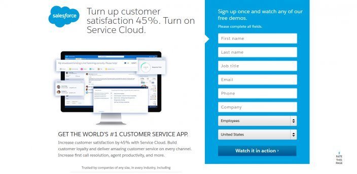 تُظهر الصورة الرقم الذي يستخدمه Salesforce في صفحته المقصودة