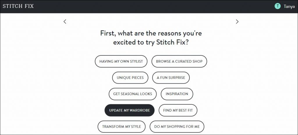 Stitch Fix 대화형 퀴즈 예제