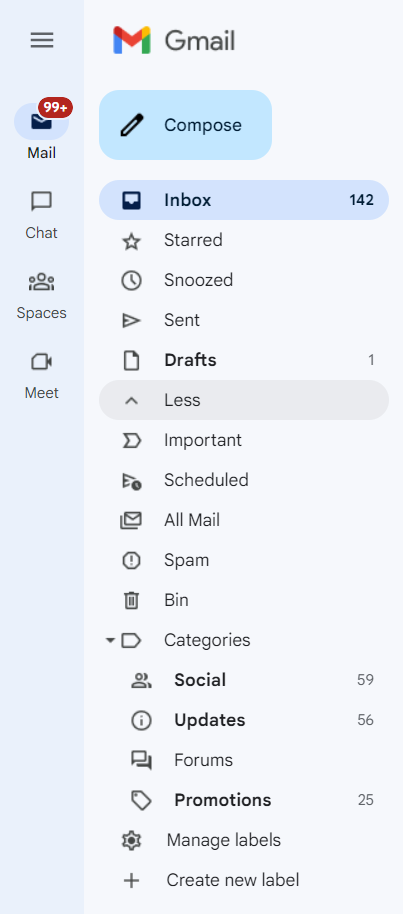 Cuplikan layar fitur filter kotak masuk Gmail
