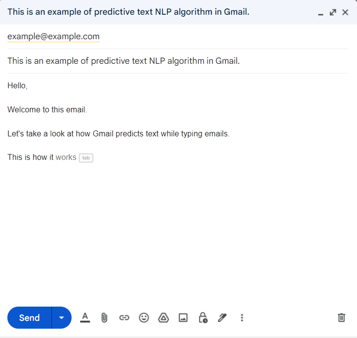 Cuplikan layar fitur pelengkapan otomatis Gmail
