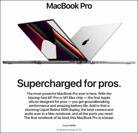Esempio incentrato sul prodotto Apple Mackbook Pro