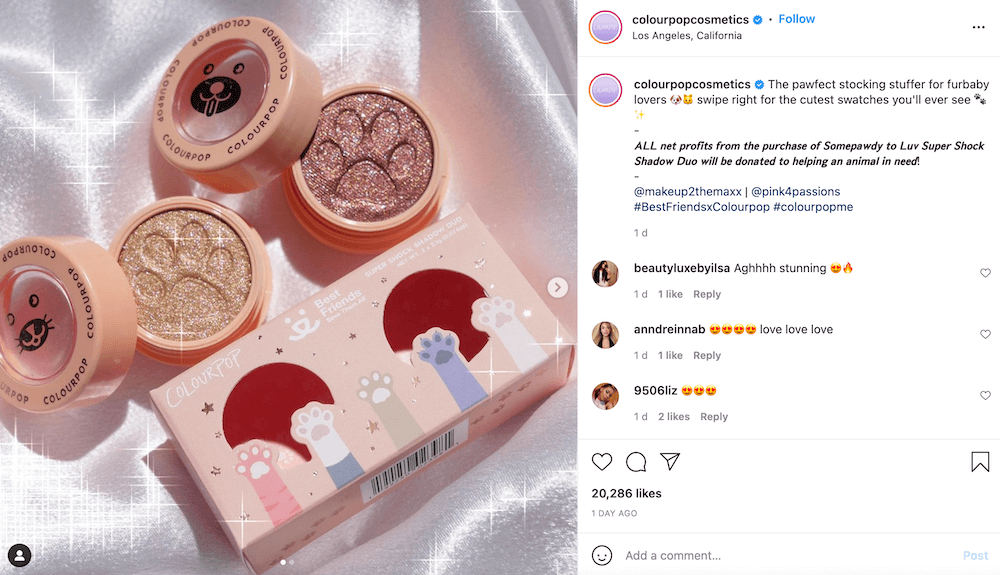 Posting Instagram Color Pop Cosmetics