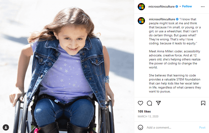 Posting Microsoft Instagram