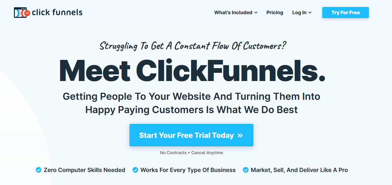 Captura de pantalla de la herramienta de marketing de contenido ClickFunnels