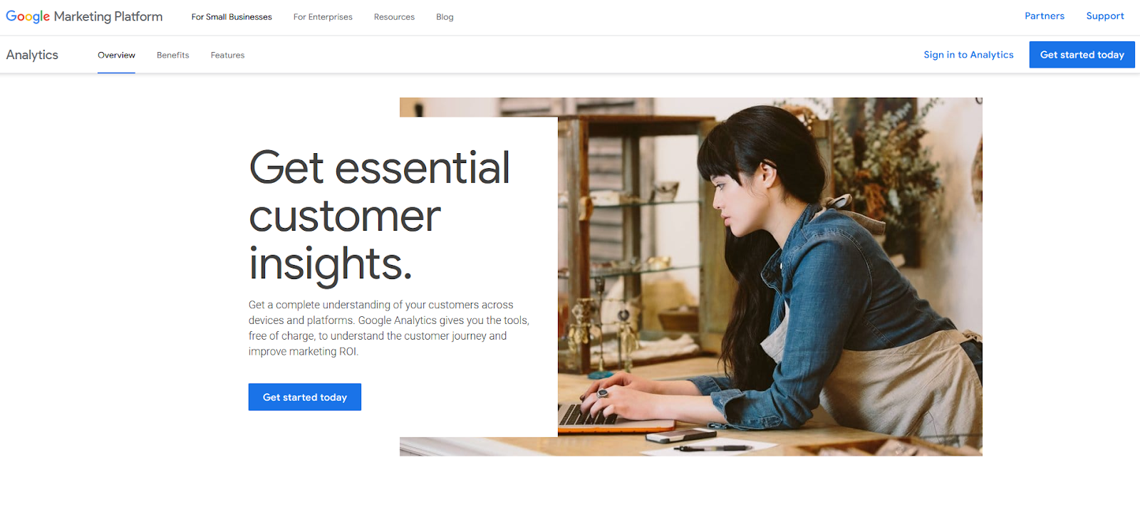 Captura de pantalla de la herramienta de marketing de contenido de Google Analytics