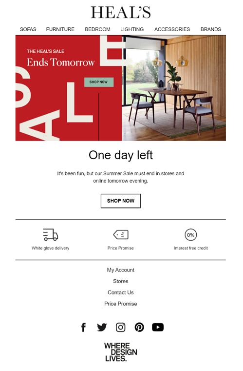 Campagnes d'e-mails de marketing de meubles