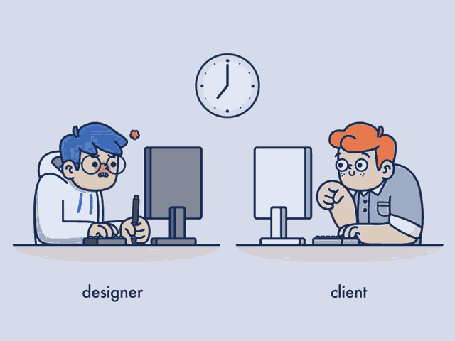 diseñador y cliente trabajando juntos