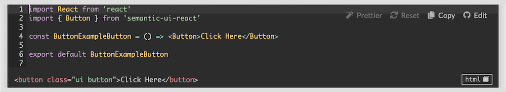 Un fragment de cod pentru o componentă React UI.