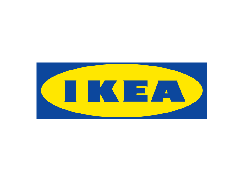 Logo IKEA animé par une balle bleue rebondissante qui fait surgir chaque lettre du sol.