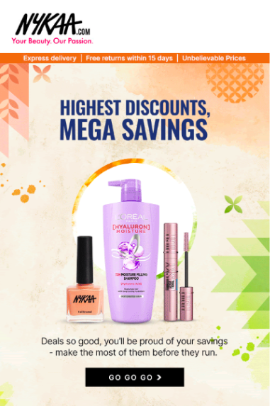 電子商務電子郵件參與 | Nykaa 截圖