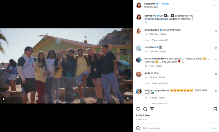 foto del nuevo campamento LIT de Katy Perry