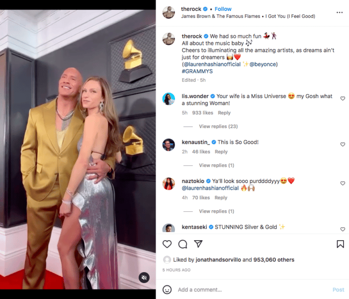 Foto de The Rock en los Grammy's