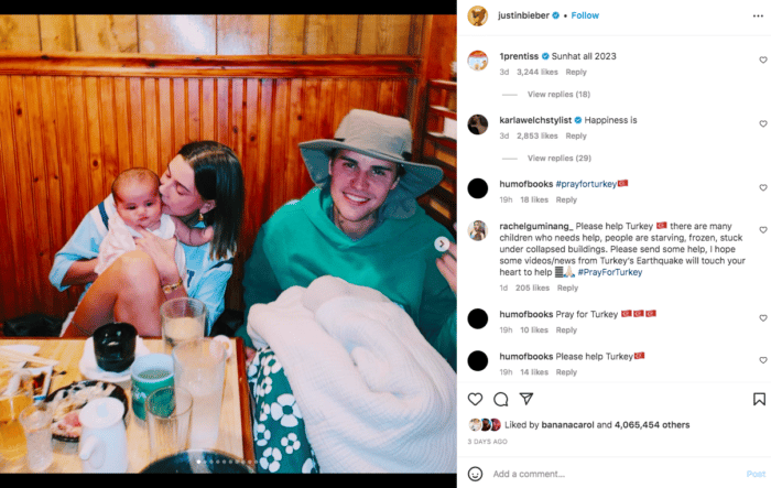 Foto de Justin Beiber y Haley Beiber en el restaurante