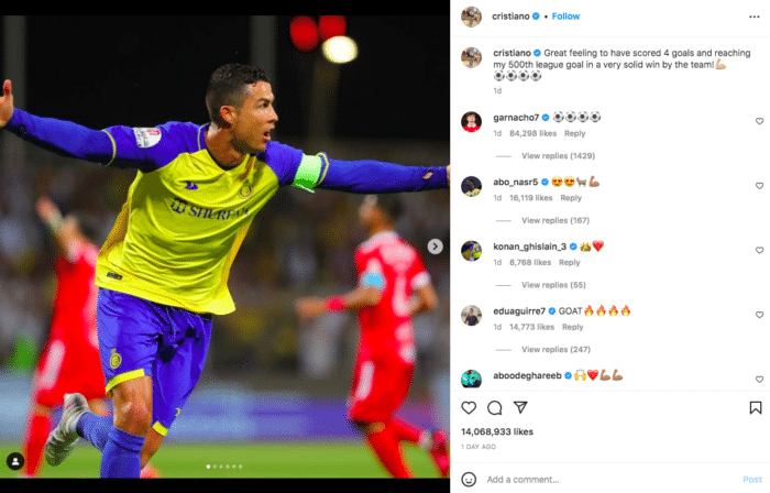 publicación de instagram de cristiano ronaldo