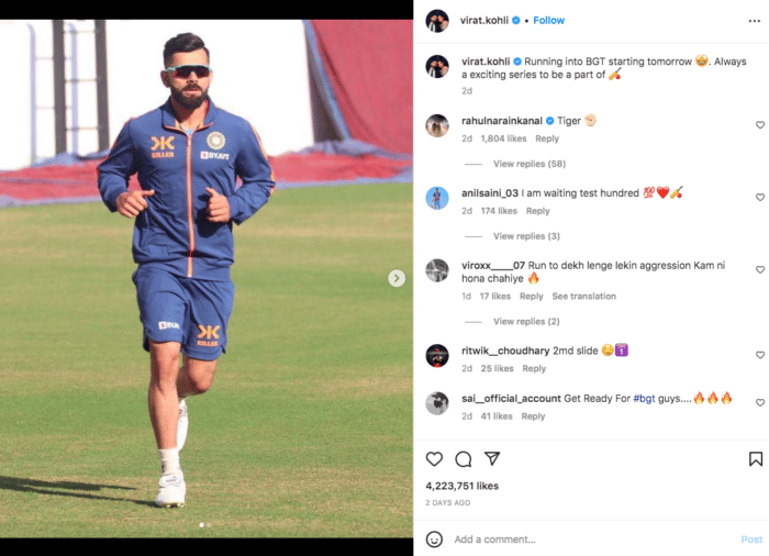 foto de Virat corriendo en el campo de fútbol
