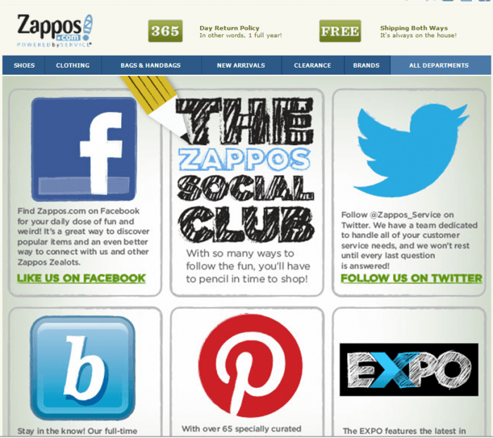 Zappos 社交電子郵件