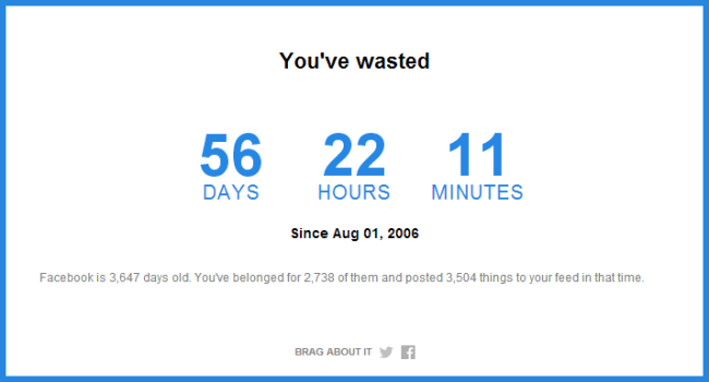 Exemple de contenu interactif : Temps perdu sur Facebook