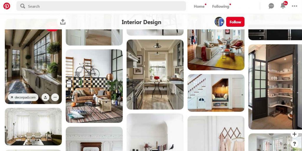 Exemples de marketing de design d'intérieur Pinterest