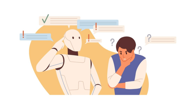 menino e chatbot perdido em pensamentos