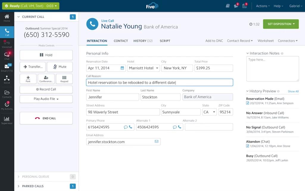 ภาพหน้าจอซอฟต์แวร์ Five9 - ทางเลือก Nextiva