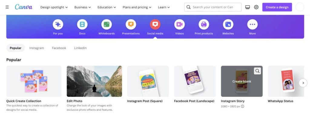 Pembuatan grafik antarmuka situs web Canva