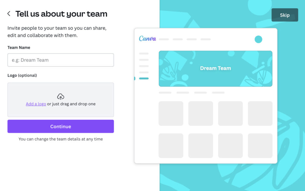 Pembuatan grafik antarmuka situs web Canva