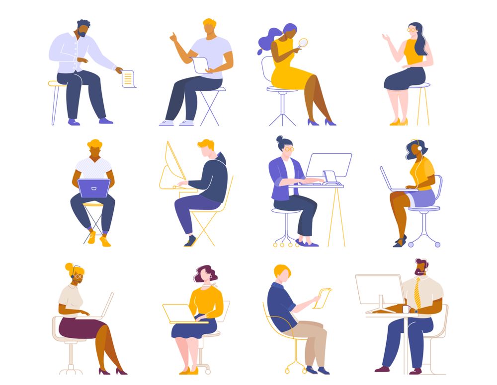 Illustrations de personnes de l'application DrawKit