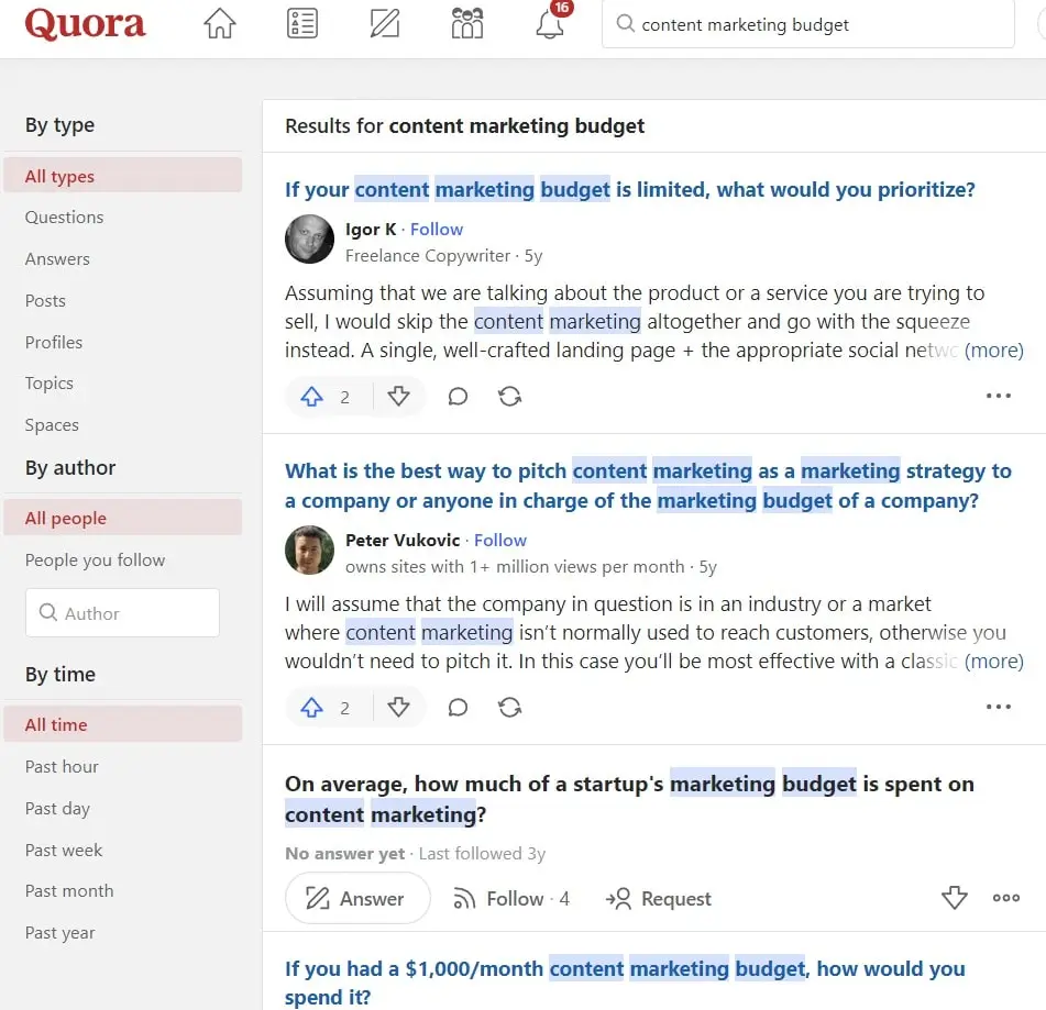 Rezultatele căutării Quora
