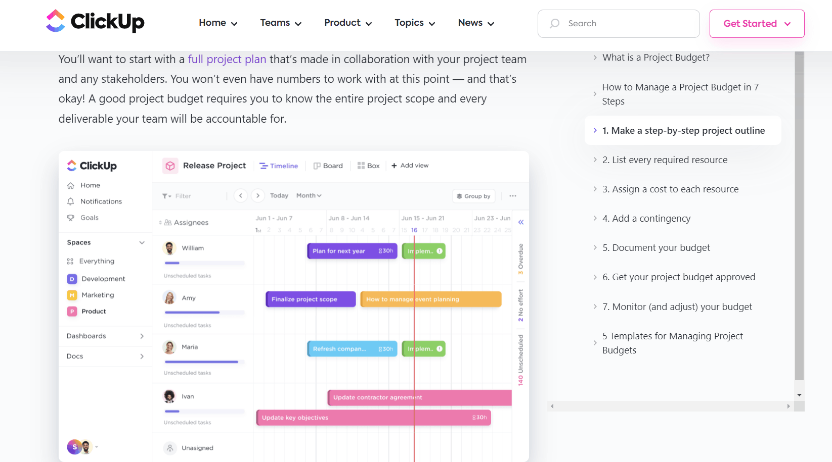 Ejemplo de crecimiento liderado por marketing con crecimiento liderado por productos - ClickUp