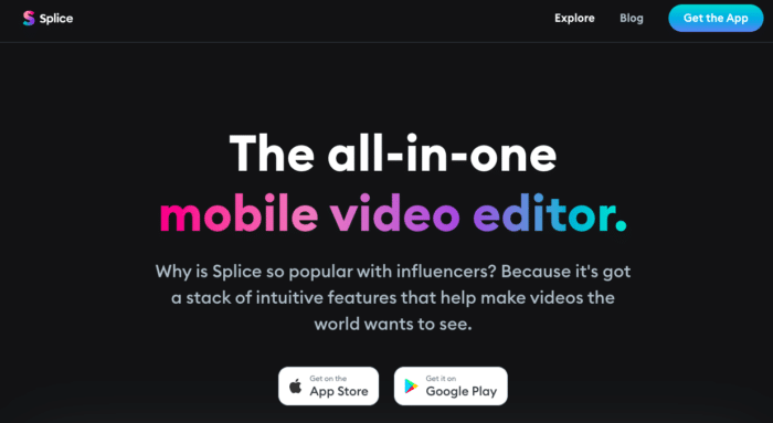 Captură de ecran a editorului video din aplicația mobilă a Splice