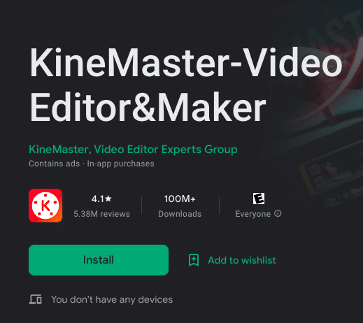 Aplikasi pengeditan KineMaster untuk gulungan instagram