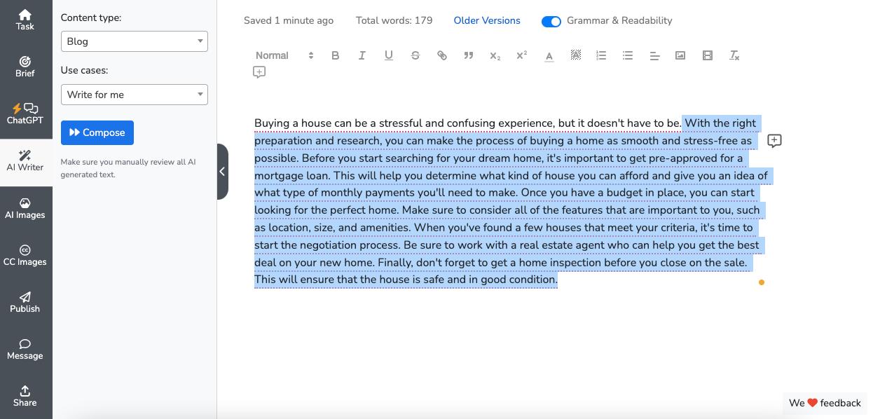 Scrittore di contenuti AI: scrivi per me