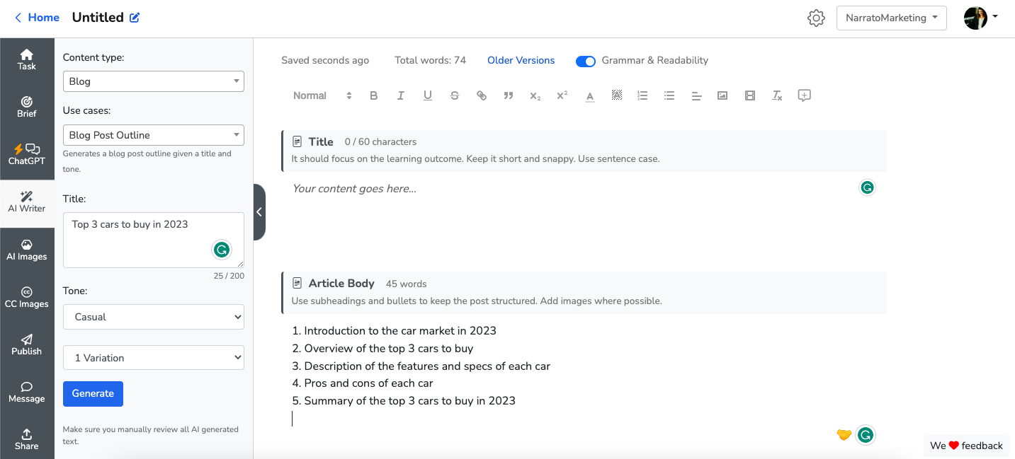 Blog SEO - scriitor AI