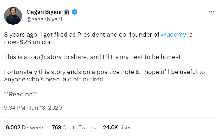 Tweetul viral al lui Gagan Biyani care împărtășește povestea personală