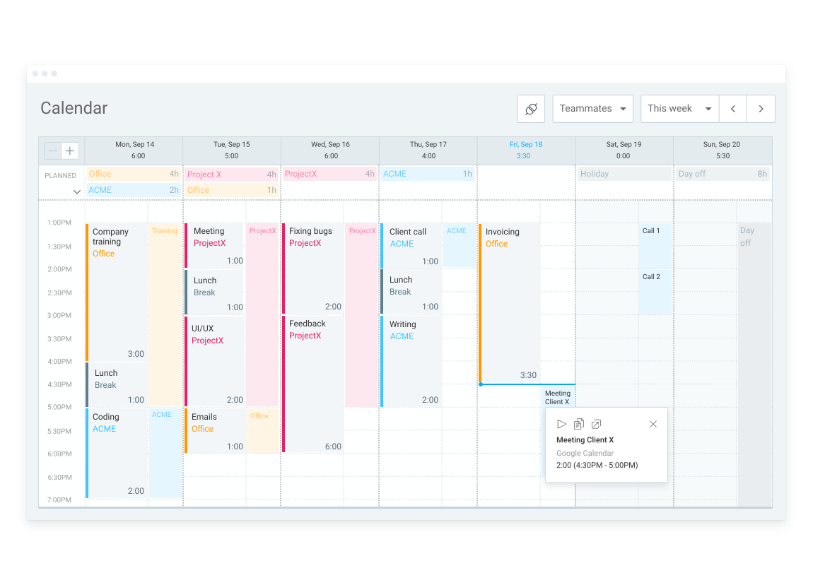 Calendrier des fonctionnalités