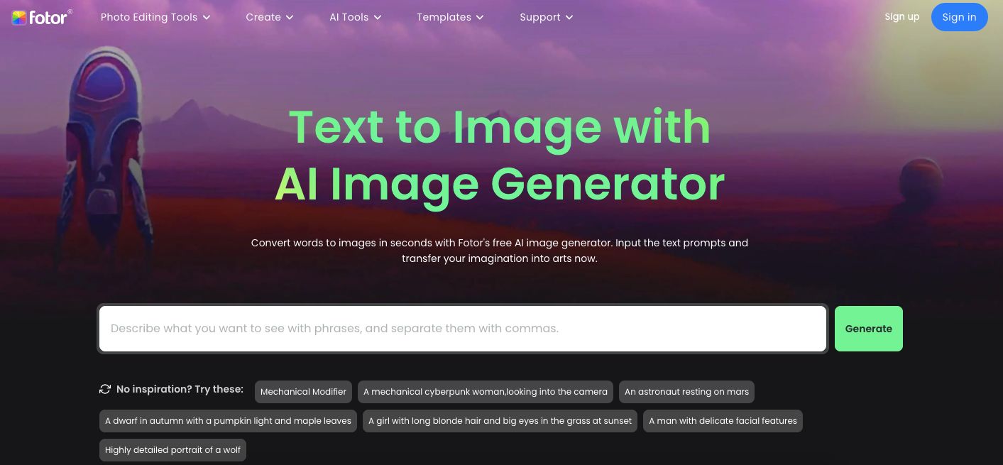 Generator Gambar AI Terbaik: Fotor