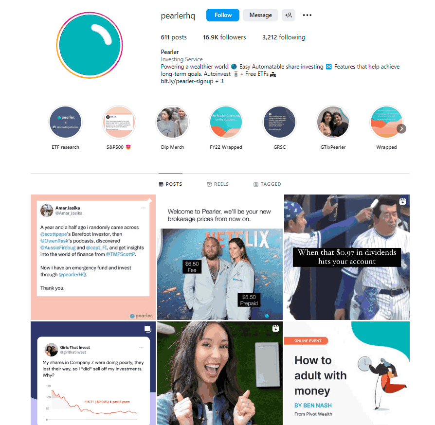 กรณีศึกษาการตลาดเนื้อหาของ Pearler - Instagram
