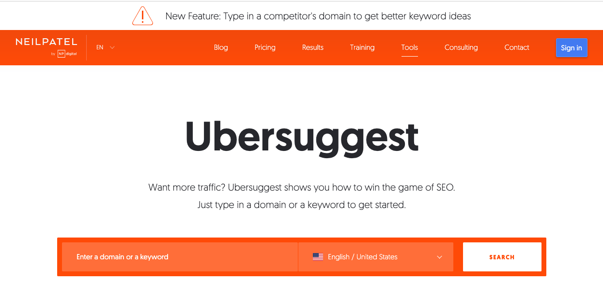 Ideengenerator für KI-Inhalte: Ubersuggest