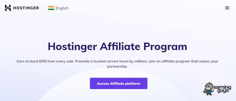 โปรแกรมพันธมิตร Hostinger อินเดีย