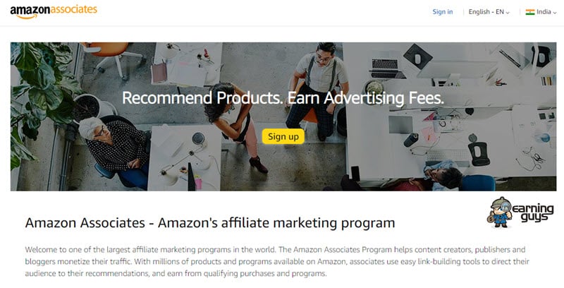 Amazon Associates 제휴 프로그램 인도