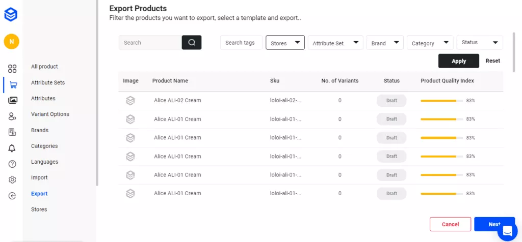 comment exporter des produits vers shopify, flipkart, magento et amazon